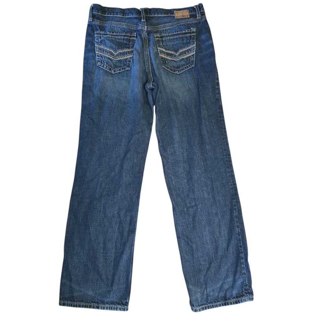 BKE Seth Mens Jeans 38L x 34 Buckle Straight Leg Dark Wash Denim